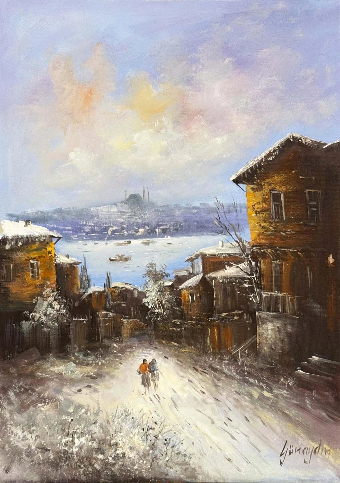 Karda Yürüyenler Yağlı Boya Tablosu