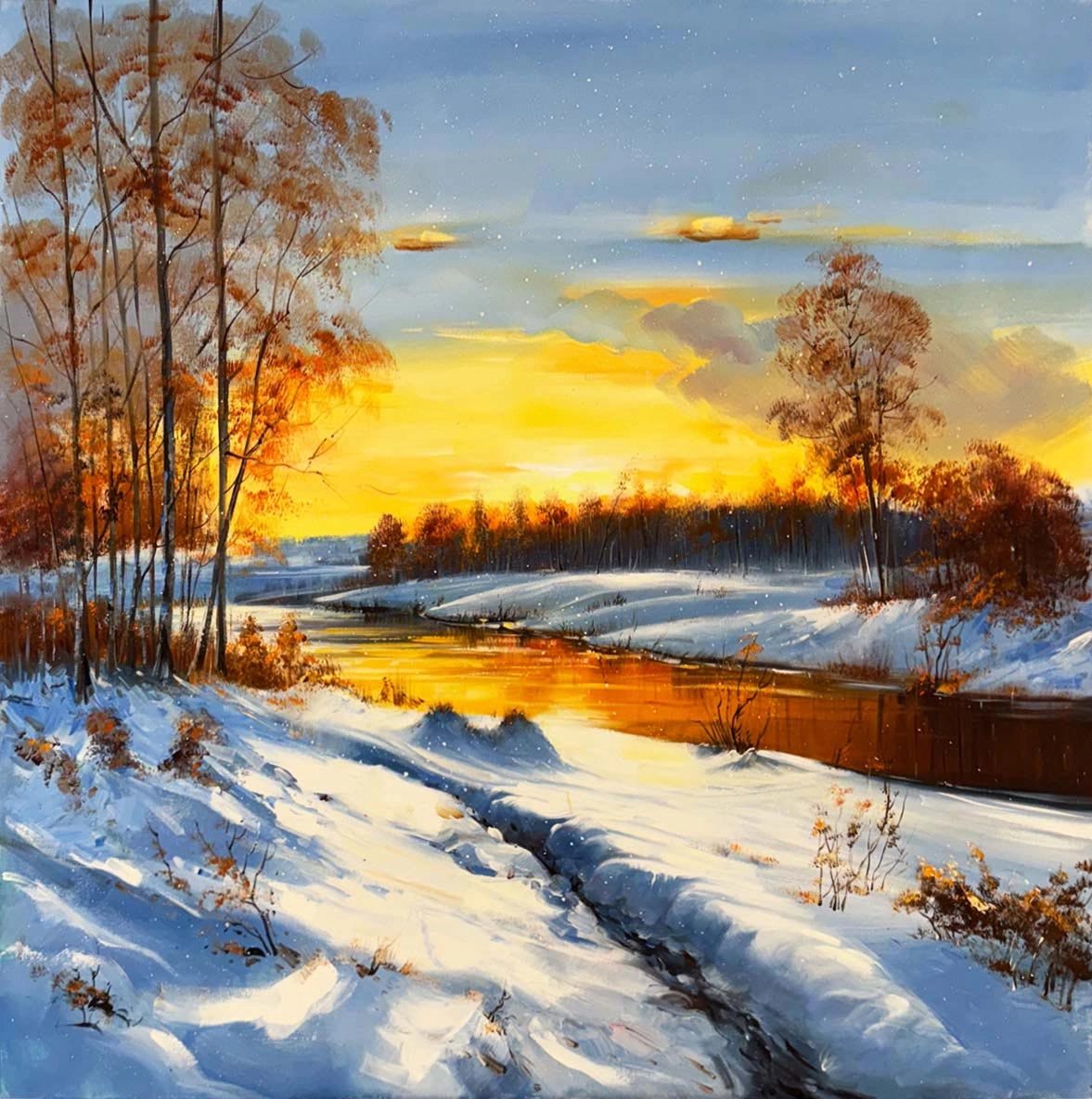 Karın İçinden Geçen Zaman Yağlı Boya Tablosu