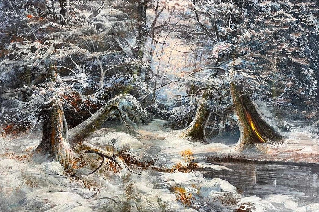Karla Kaplı Orman Yağlı Boya Tablosu