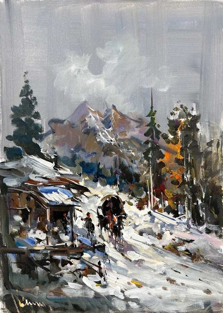 Karlı Köy Yağlı Boya Tablosu