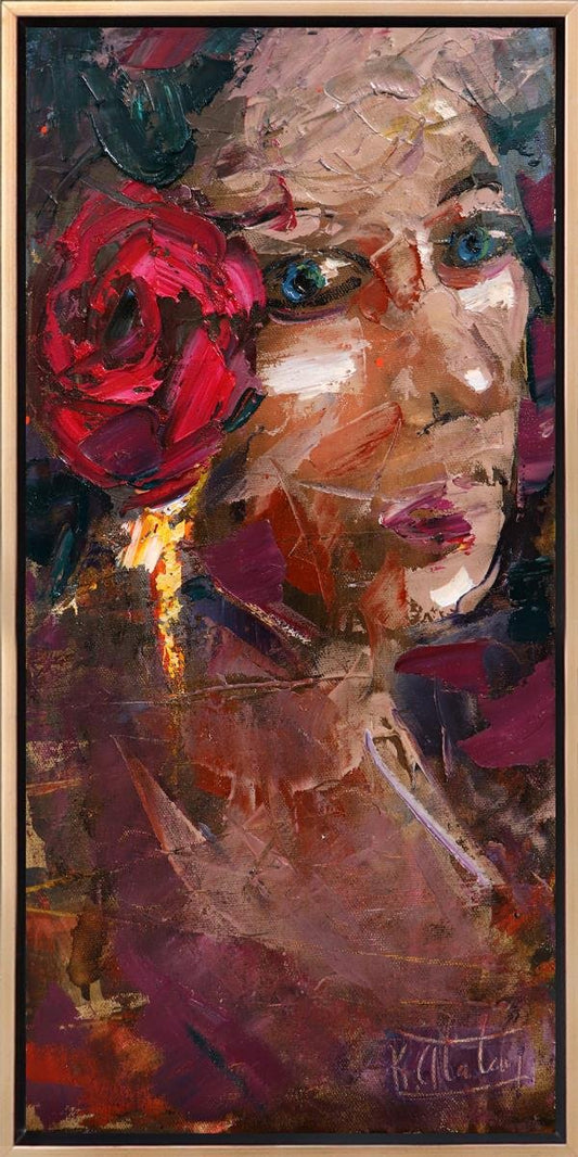 Kırmızı Gülün Tutkulu Dansı Yağlı Boya Tablosu