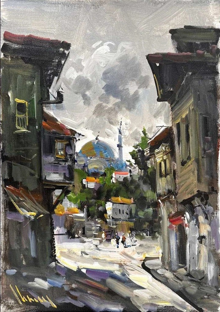 Kasabanın Eski Mahalleleri Yağlı Boya Tablosu