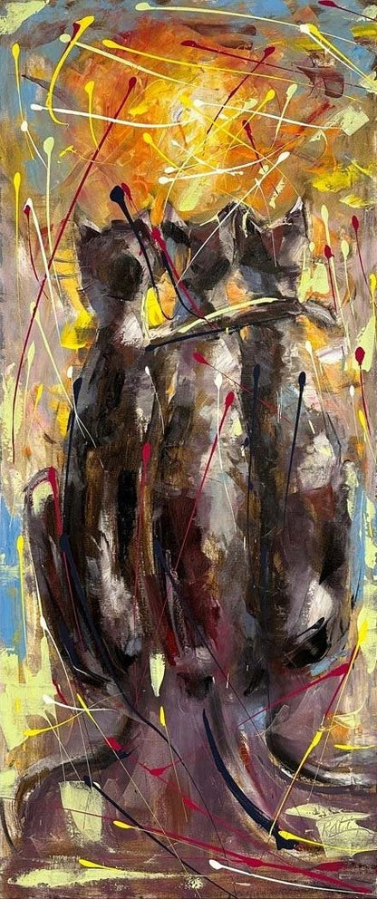 Kedi Yansımaları Yağlı Boya Tablosu