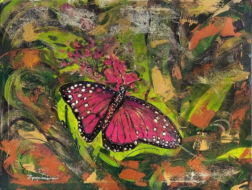 Kelebeğin Serüveni Yağlı Boya Tablosu