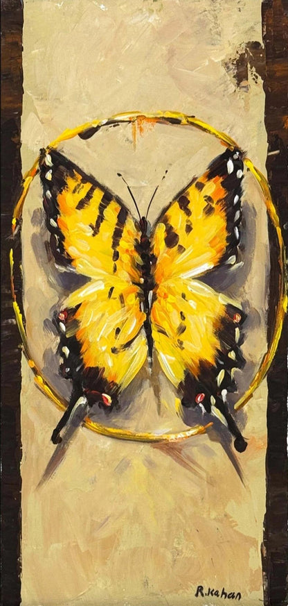 Kelebek ve Işık Yağlı Boya Tablosu