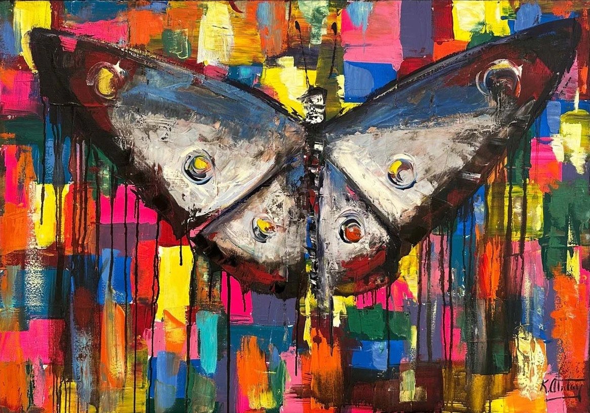 Kelebek ve Renkli Düşler Yağlı Boya Tablosu