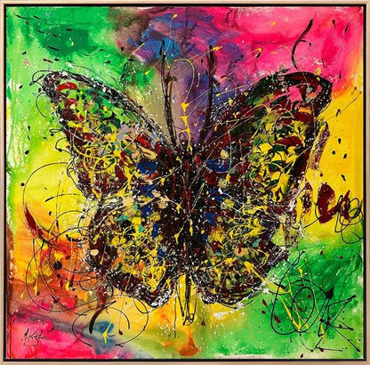 Kelebeğin Renkli Dansı Yağlı Boya Tablosu