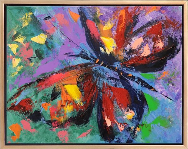 Kelebeğin Renklerle Dansı Yağlı Boya Tablosu
