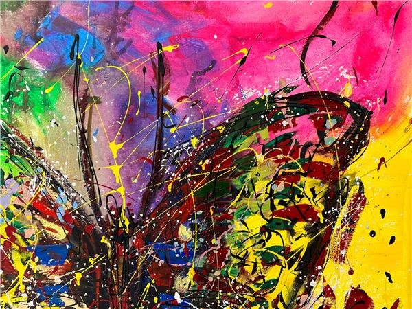 Kelebeğin Renkli Dansı Yağlı Boya Tablosu