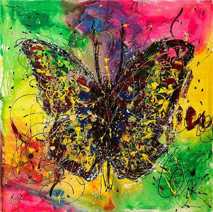 Kelebeğin Renkli Dansı Yağlı Boya Tablosu