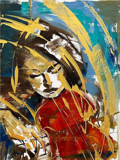 Keman Çalan Yağlı Boya Tablosu