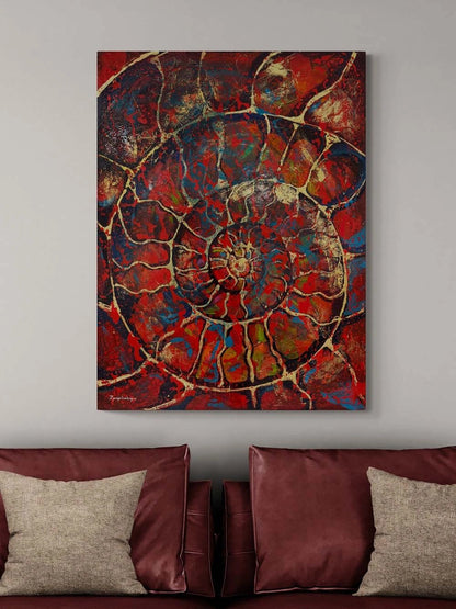 Kırmızı Ammonit Yağlı Boya Tablosu