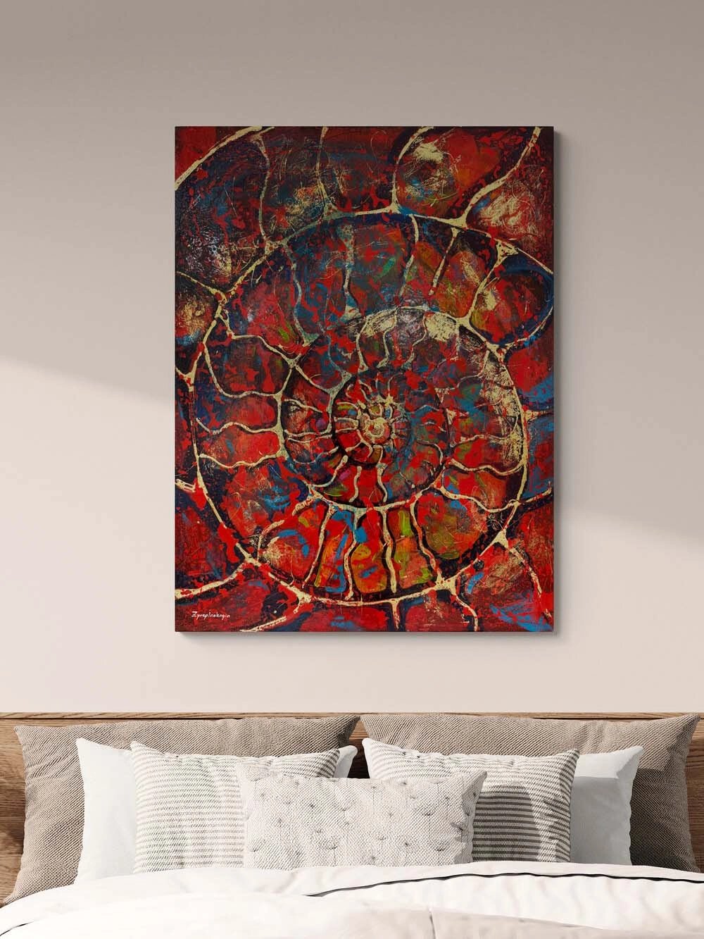 Kırmızı Ammonit Yağlı Boya Tablosu