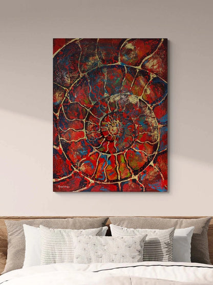 Kırmızı Ammonit Yağlı Boya Tablosu