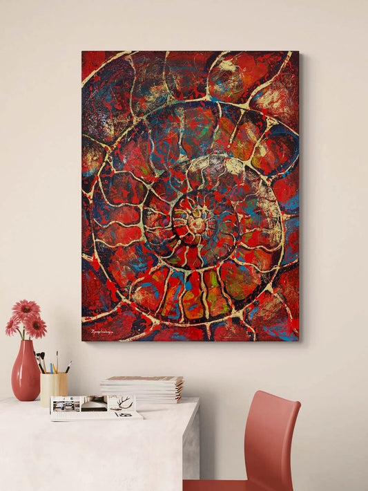 Kırmızı Ammonit Yağlı Boya Tablosu