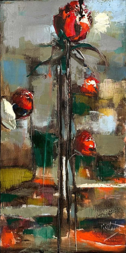 Kırmızı Gül Yağlı Boya Tablosu