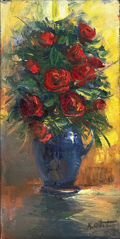 Kırmızı Güller Şarkısı Yağlı Boya Tablosu