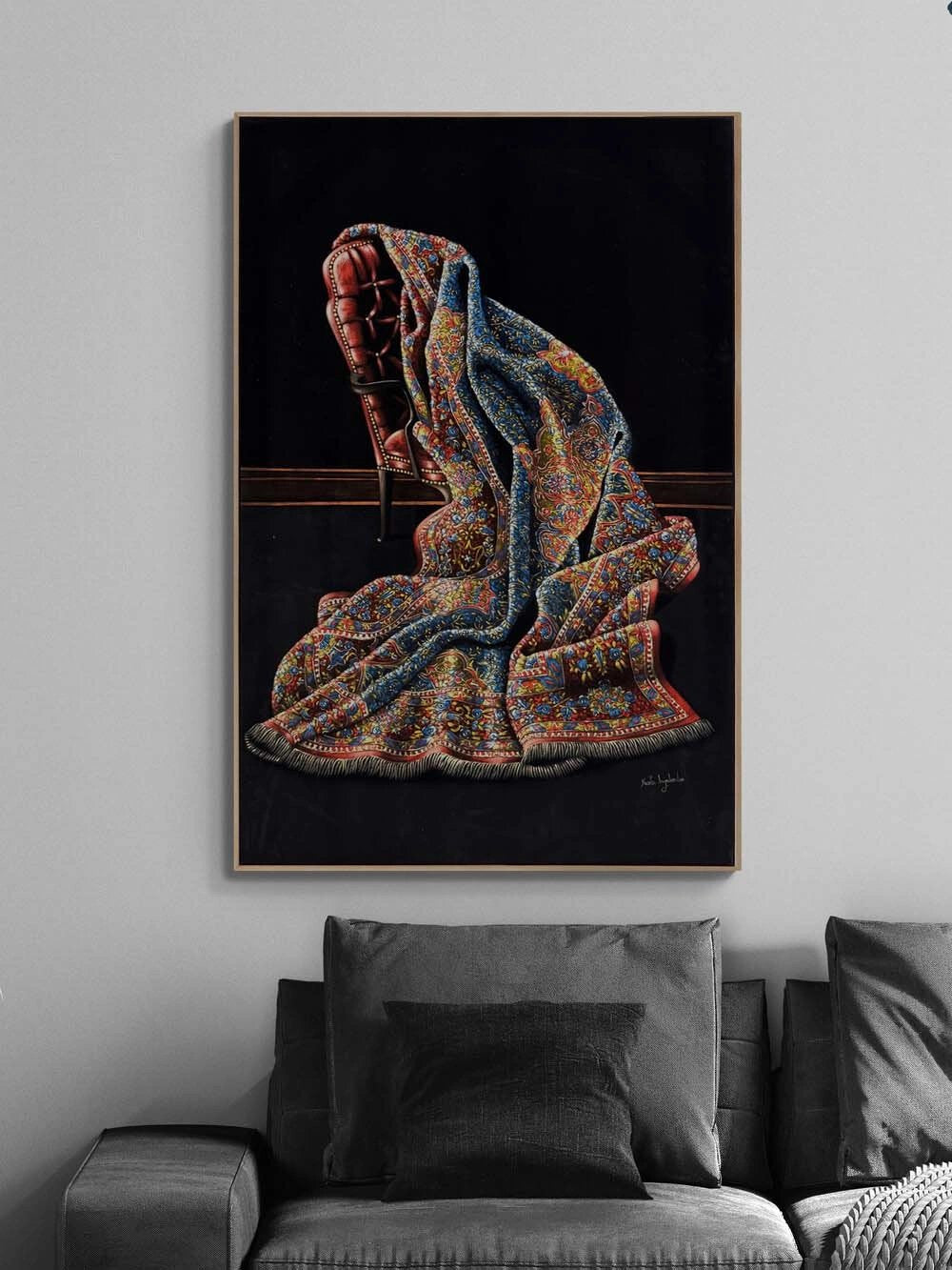 Kırmızı Koltuk ve Halı Yağlı Boya Tablosu