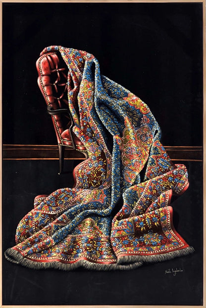 Kırmızı Koltuk ve Halı Yağlı Boya Tablosu