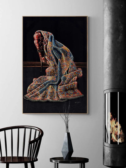 Kırmızı Koltuk ve Halı Yağlı Boya Tablosu