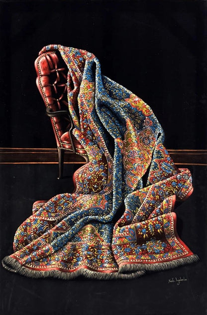 Kırmızı Koltuk ve Halı Yağlı Boya Tablosu