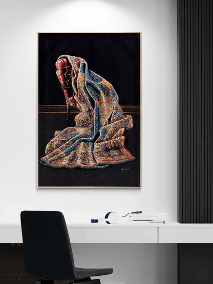 Kırmızı Koltuk ve Halı Yağlı Boya Tablosu