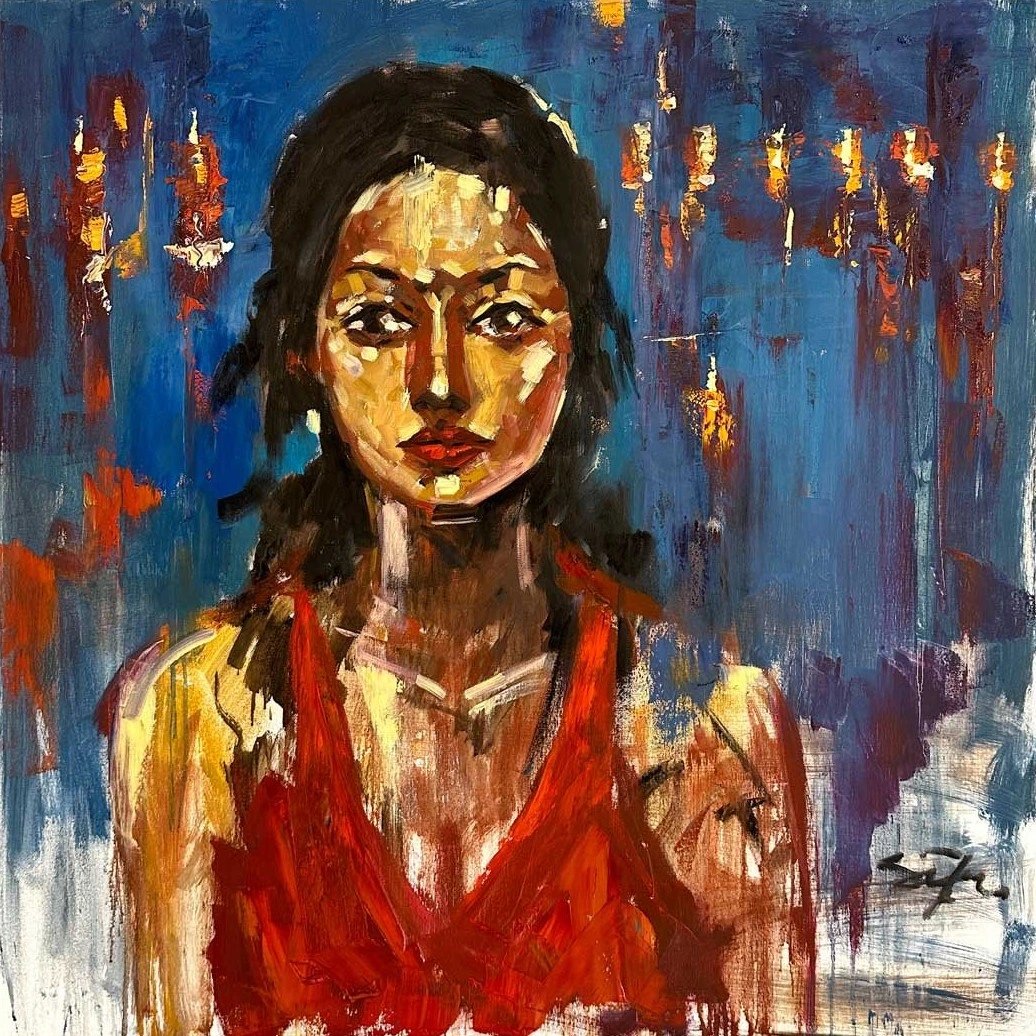 Kırmızı Mavi Yağlı Boya Tablosu