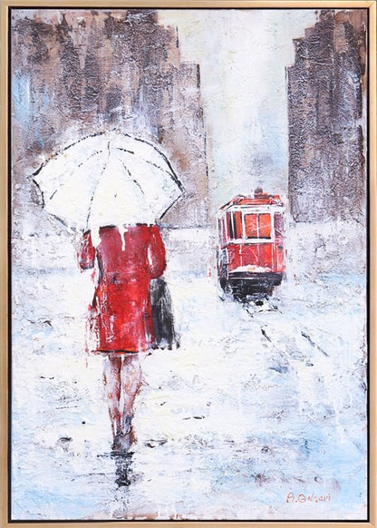 Kırmızlı Kadın Yağlı Boya Tablosu