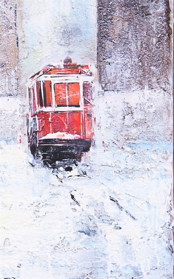 Kırmızlı Kadın Yağlı Boya Tablosu