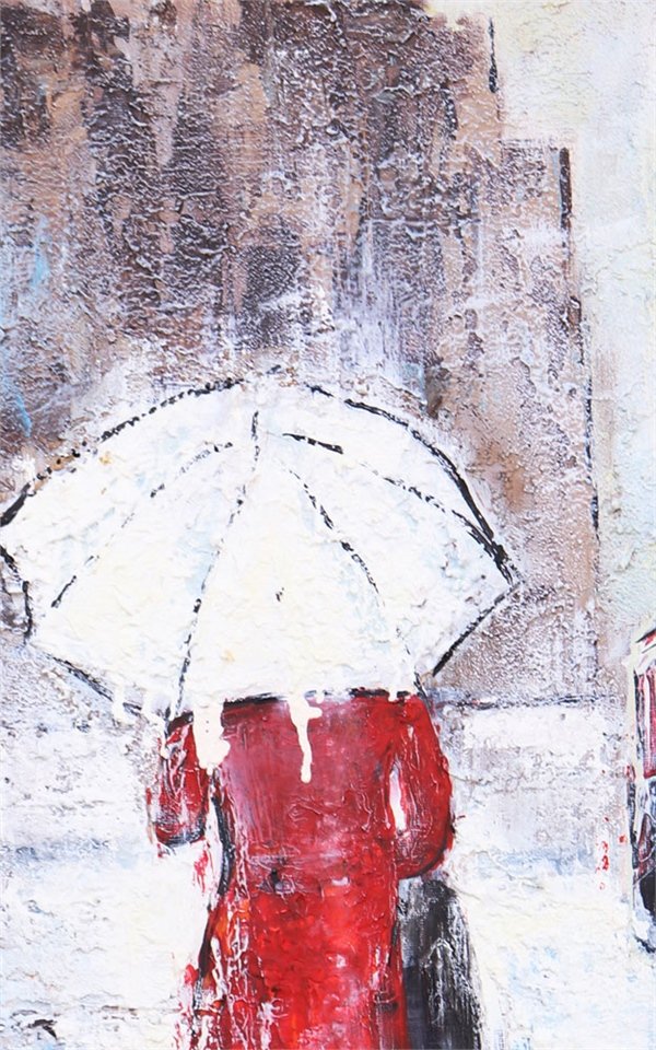 Kırmızlı Kadın Yağlı Boya Tablosu