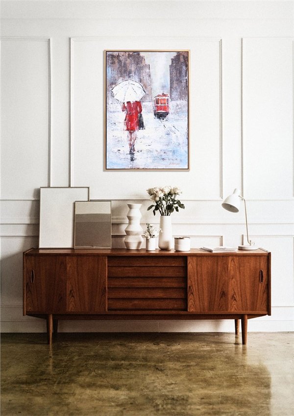 Kırmızlı Kadın Yağlı Boya Tablosu