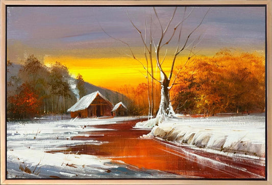 Kış Eskizi Yağlı Boya Tablosu