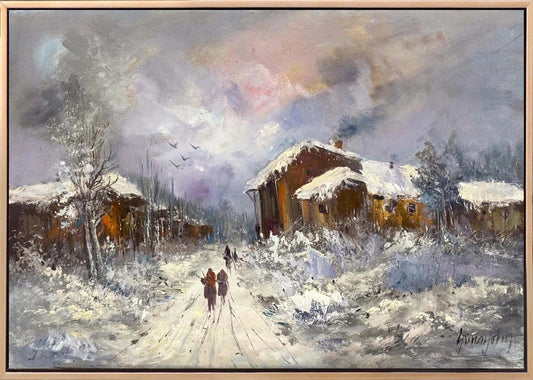 Kışa Yürüyen Sessizlik Yağlı Boya Tablosu