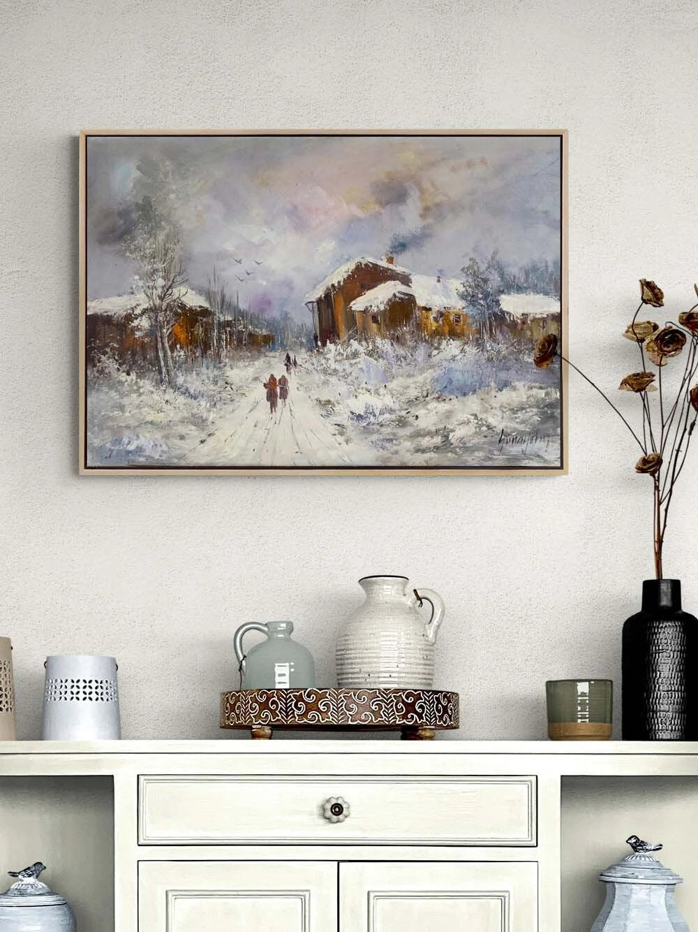 Kışa Yürüyen Sessizlik Yağlı Boya Tablosu