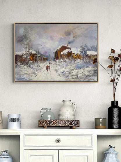 Kışa Yürüyen Sessizlik Yağlı Boya Tablosu