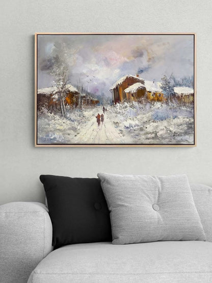 Kışa Yürüyen Sessizlik Yağlı Boya Tablosu