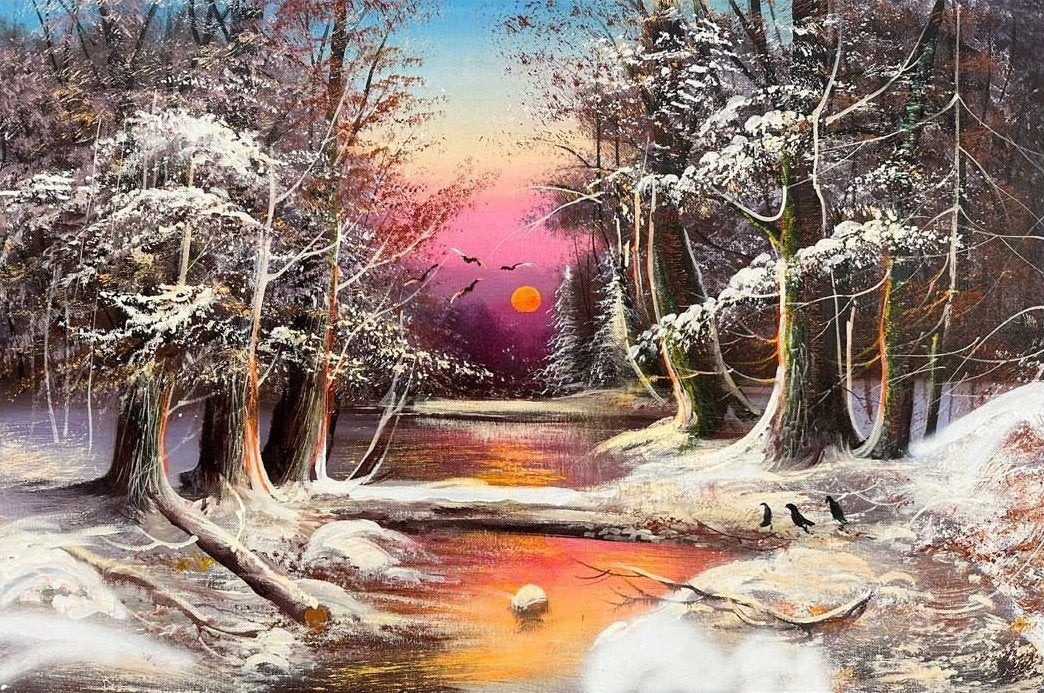 Kışın Büyülü Yansımaları Yağlı Boya Tablosu