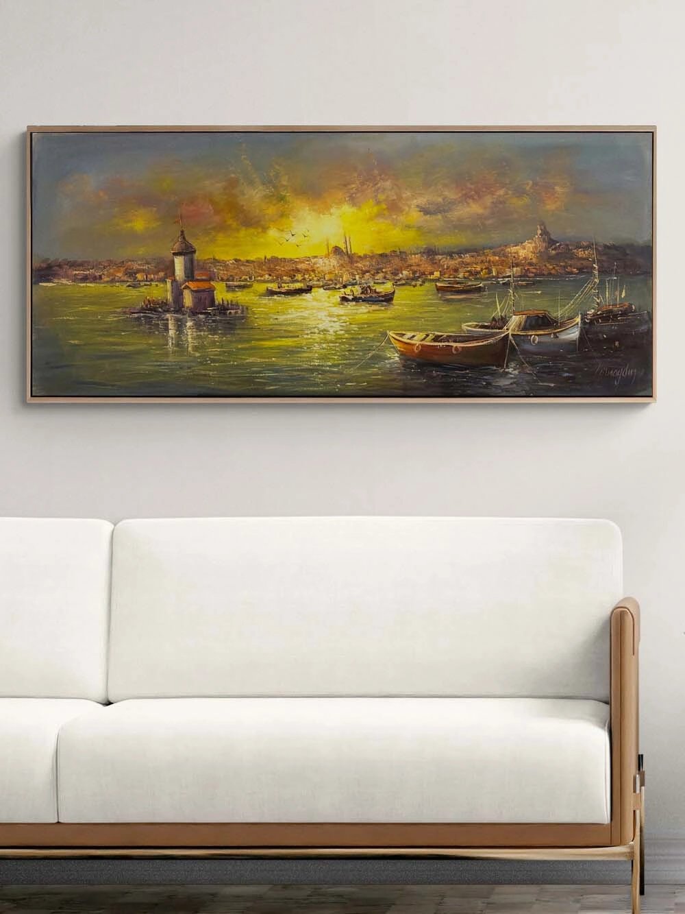 Kız Kulesi Liman Hatırası Yağlı Boya Tablosu