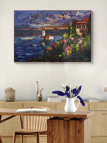 Kız Kulesi'nde Huzur Yağlı Boya Tablosu