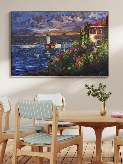 Kız Kulesi'nde Huzur Yağlı Boya Tablosu