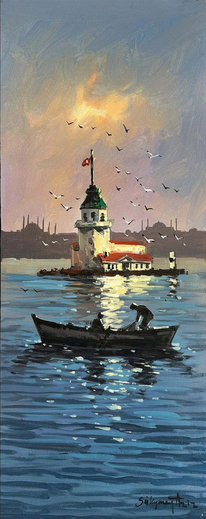 Kız Kulesi'ne Yolculuk Yağlı Boya Tablosu