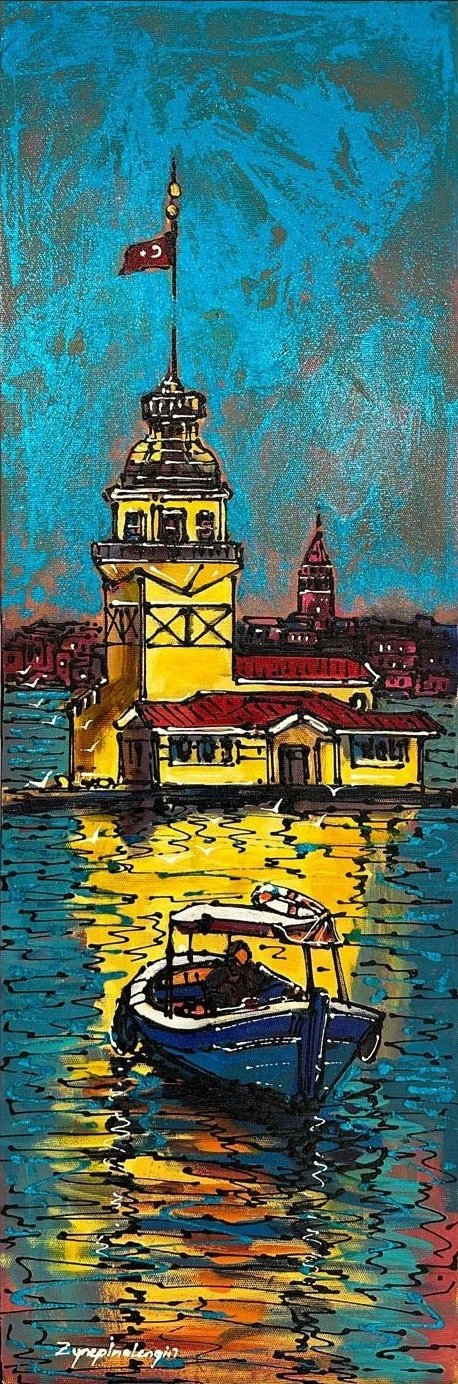 Kız Kulesi'nin Işıltısı Yağlı Boya Tablosu