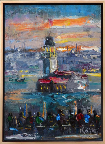 Kız Kulesi Önünde Yağlı Boya Tablosu