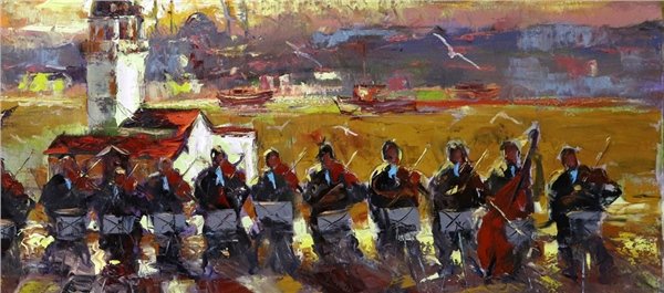 Kız Kulesi Orkestrası Yağlı Boya Tablosu