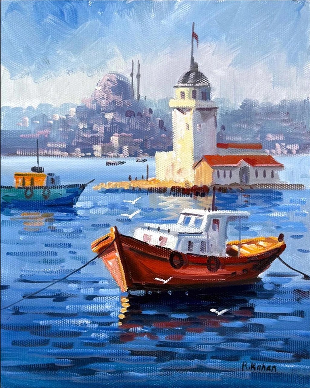 Kız Kulesi Renkleri Yağlı Boya Tablosu