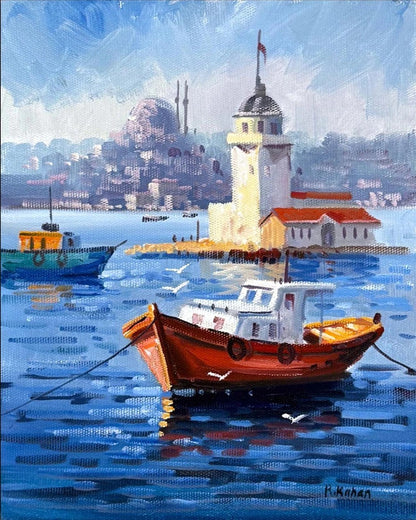 Kız Kulesi Renkleri Yağlı Boya Tablosu