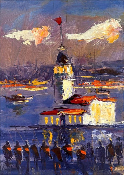 Kız Kulesi Senfonisi Yağlı Boya Tablosu