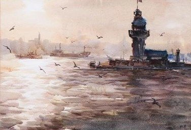 Kız Kulesi | Sulu Boya Tablo