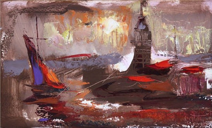 Kız Kulesi ve Balıkçı Yağlı Boya Tablosu