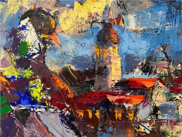 Kız Kulesi ve Güvercinler Yağlı Boya Tablosu